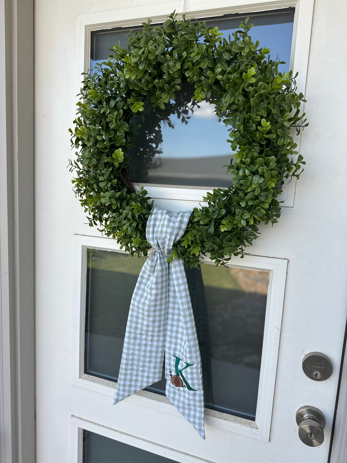 Green Gingham Wreath Sash